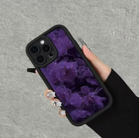 Coque de téléphone portable antichoc en TPU avec motif floral violet et design d'objectif en échelle pour iPhone 12 13 14 15 16 17 18 Pro Max