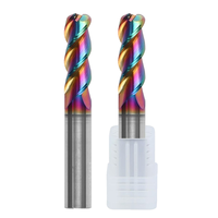 Fraise à bout rond en acier au tungstène HRC60 DLC à 3 cannelures, 1-20 mm, pour aluminium, fraises à bout rond en carbure monobloc à angle R étendu