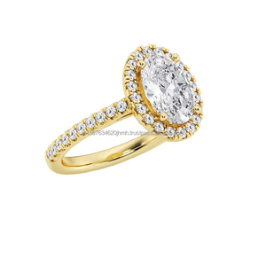 Bagues de luxe en or massif 18 carats avec diamant pour fiançailles mariage style vintage avec logo personnalisé boîte-cadeau de mode haut de gamme pour les fêtes - Product Image 1