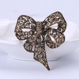 Broches de arco femininos, cor preta, strass, laço, broche, pinos de laço, vintage, joias, acessórios de inverno - Product Image 6
