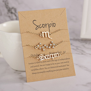 Set di Bracciali e Collana con Pendente Zodiacale in Lega a 3 Pezzi, Nuovo Simbolo del Cielo <span class=keywords><strong>Stellato</strong></span>, 12 Segni Zodiacali, per Donne - Product Image 4