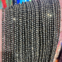 Perles de pierres semi-précieuses naturelles, perles de pyrite facettées coupées en vrac de 2 à 2,5 mm pour la fabrication de bijoux
