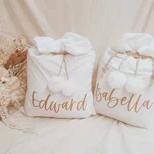 Personalised Xmas Santa Sacks Wholesales <strong>Plush</strong> Ivory Velvet Santa Sack Velvet Santa Sacks White <strong>Christmas</strong> <strong>Bags</strong> For Gift - Product Image 2