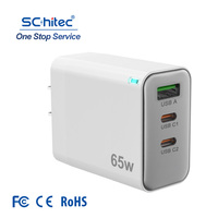 Schitec OEM 65W Gan chargeur mural super vitesse EU AU UK US charge rapide multi-ports chargeur usb pour ordinateur portable et autre appareil mobile