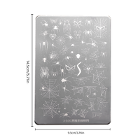 Plaque de tamponnage pour ongles en acier inoxydable, motif toile d'araignée d'Halloween, pour manucure gothique