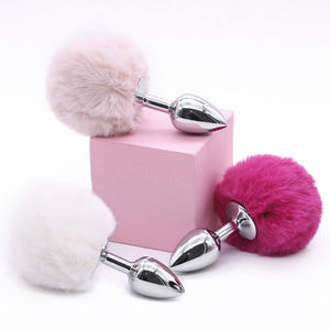 Анальная пробка-хвостик кролика из металла для косплея, короткий меховой хвост, анальный стимулятор - Product Image 3