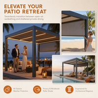 Gazebo extérieur imperméable à ouverture automatique, design élégant, résistant aux intempéries, idéal pour balcon