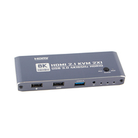 Commutateur KVM USB 2 ports Oright 8K HDMI 2.1 HDCP 2.3 en alliage d'aluminium, prise en charge de 2 PC USB 3.0 pour souris, clavier et télécommande