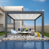 Pergola motorisée MEIXIN ORLANDO avec porte coulissante, trois côtés vitrés, éclairage LED pour villa, véranda, patio