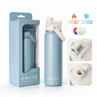 Bouteille d'eau isotherme en acier inoxydable 14oz-40oz avec couvercle 2-en-1 à paille et bec verseur, gourde de sport et de voyage, logo personnalisé OEM ODM