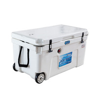 Glacière portable TOLEE 120L en plastique avec roues pour le camping et la pêche en extérieur, pour la conservation de la glace