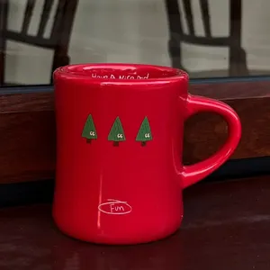 卸売ヴィンテージレトロダイナーマグカップ赤クリスマスコーヒーマグ