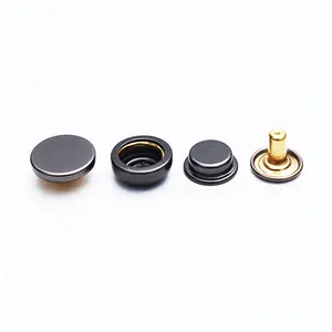 Different Color Plating Round Snap Button Custom Engraved Logo 4 Parts Metal Press Fastener
