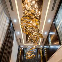 Lustre moderne de luxe en verre suspendu pour hall d'hôtel, villa, restaurant, escalier, art de la pêche, LED