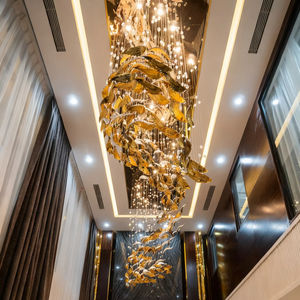 לובי מלון מותאם אישית לובי מנורה גדולה מסעדה זכוכית stair זכוכית תליית נברשת - Product Image 4