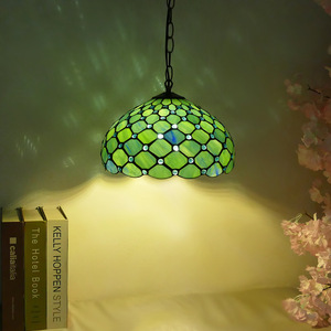 Lustre suspendu en verre, style antique moderne, fleur rose rétro, vitrail, lampe LED, installation facile, intensité réglable, faisceau 360° - Product Image 4
