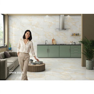 Vistaar, suministro de fábrica, azulejos de porcelana de terrazo blanco, 600x1200mm, 9mm de espesor, azulejos de pared de suelo brillante pulido, materiales de construcción - Product Image 1
