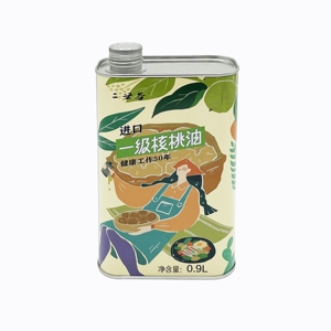 Latas de hojalata personalizadas con logotipo, vacías, de 0.9L, cuadradas/triangulares, para aceite de oliva, con tapa de rosca metálica. - Product Image 1