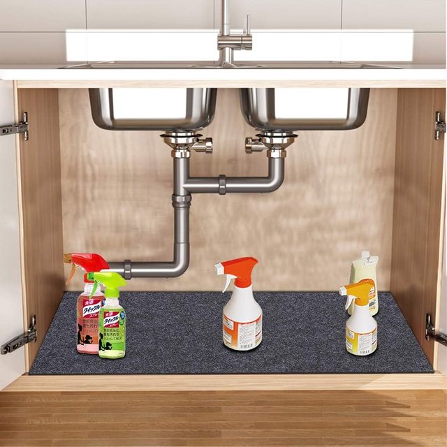 Under Sink Cabinet Protection Felt Mats for Kitchen Bathroom Absorbent Shelf Liners Slip-Resistant Non-Adhesive Machi