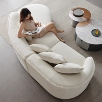 Sofá De Luna semicircular de tela de lujo italiano para apartamento pequeño de lana de cordero y tela con forma especial para juego de sala de estar