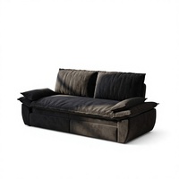 Canapé-lit convertible en velours côtelé noir, canapé extensible, taille Queen, mobilier moderne pour appartement