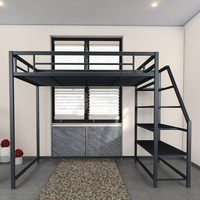 Lit superposé en métal robuste de 1,2 mm d'épaisseur pour adultes, sans grincement, gain de place, en acier, avec bureau et escalier