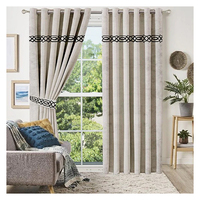 Rideaux à œillets personnalisés en polyester/coton tissé de luxe, designs modernes pour fenêtres d'angle, avec ceinture de fixation, à bipartition gauche/droite