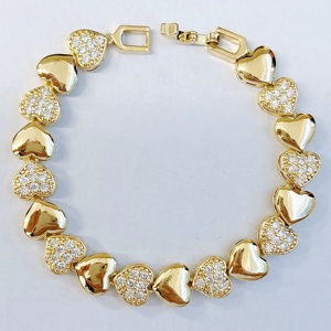 Bracciale JML all'ingrosso in ottone placcato argento 14K con zirconi, <span class=keywords><strong>accessori</strong></span> <span class=keywords><strong>moda</strong></span> di tendenza per donna - Product Image 4