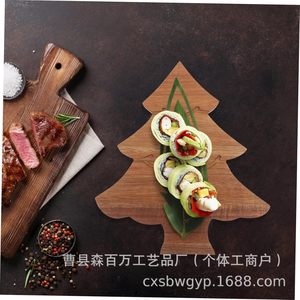 Tabla de Quesos de Madera Maciza con Forma Irregular de Árbol de Navidad, Solo Lavar a Mano, Para Servir Frutas y Aperitivos - Product Image 5