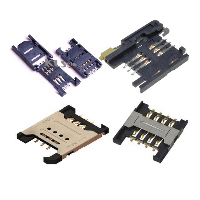 6 Pin 1.27mm 2.54mm Micro Sd Tf Card Connector 8 Pin Sim Card Connector Push Push Type H2.8mm Smart Card Connector Hinged Lock