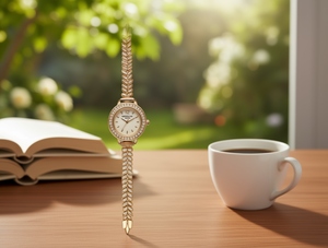 Orologio da Donna Placcato Oro con Quadrante Luminoso e Cinturino in Lega, Accessorio di Moda - Product Image 2