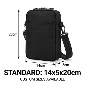 Bolso Bandolera de Nailon Negro Personalizado para Hombre, Estilo Techwear y Streetwear, con Logotipo Personalizado, Impermeable - Product Image 4