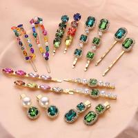 Vintage groene zirkoon haarclip Luxe kristallen meisjesachtig ontwerp Prachtige en veelzijdige haarclip Leuke zijclip voor pony