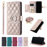 Étui de téléphone magnétique de luxe avec porte-cartes, anneau de maintien et sangle bandoulière pour iPhone 17, 16, 15, Samsung, Xiaomi
