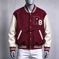 Veste d'hiver pour hommes en gros, veste Letterman en laine premium avec manches en cuir, broderie personnalisée avec patch en chenille, veste de baseball OEM
