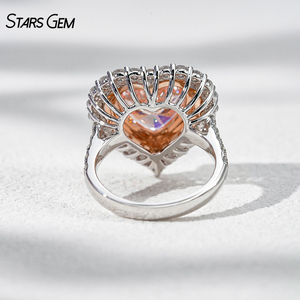 Anillo de Diamantes Rosados en Oro Rosa de 6 Quilates con Corte de Corazón y Halo de Piedras Laterales, Estilo Lindo para Mujer, de Starsgem - Product Image 6
