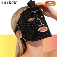 ILUXRED Masque facial LED 240 LED 7 couleurs, appareil de luminothérapie, lumière rouge infrarouge, masque facial portable en silicone pour le visage et le cou