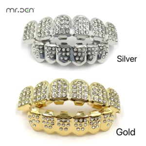Mr.Den Iced Out Grillz ชุดฟันปลอมรูปหัวใจประดับเพชร สไตล์จัด<span class=keywords><strong>ฟัน</strong></span> แบบถอดได้ เครื่องประดับฟันฮิปฮอป - Product Image 2