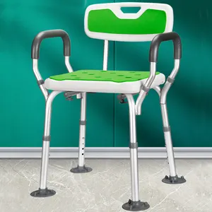 Sedia da doccia regolabile in altezza in lega di alluminio con sedia da doccia staccabile con schienale per anziani