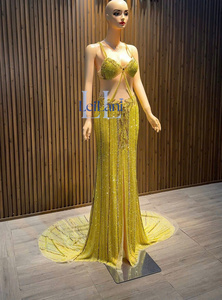 Vestido de Noche Elegante de Lujo para Mujer, Estilo Sirena, Sin Mangas, Invierno, Diseño Sólido, Adornado con Pedrería, Seda Cómoda, para Fiestas - Product Image 6