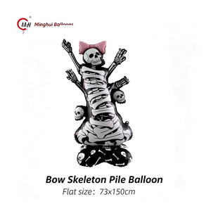 Globo de aluminio de pie para Halloween con diseños de Calavera, Esqueleto, Calabaza, Fantasma, Pirata, Bruja, Día de Muertos, Lápida y Cruz - Product Image 2