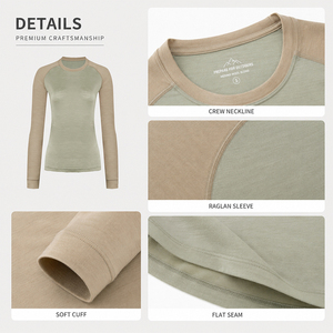 Camiseta de Manga Larga de Lana para Mujer, para Deportes al Aire Libre, Senderismo, Secado Rápido, Logotipo Personalizado, Premium, Ligera, Transpirable, para Escalar y Correr - Product Image 3