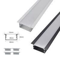 Promotion : Profilé LED en aluminium 4020A pour bande lumineuse, 55x20mm, Série 6000, profilé en T anodisé avec diffuseur encastré pour éclairage linéaire
