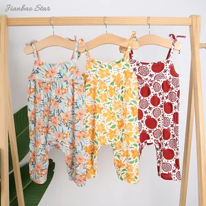 New Design High Quality 100% Cotton Beautiful pattern Casual Style Buttons Condole Belt Baby Clothes Baby Rompers