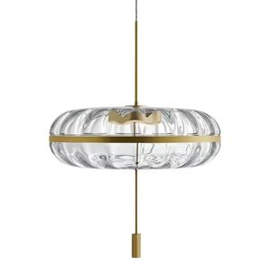 Lámpara colgante de calabaza de diseño moderno para restaurante Luz colgante de vidrio blanco - Product Image 1