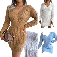 Robe pull élégante et sexy pour femme, avec un nœud à la taille, jupe pour l'automne et l'hiver, couleur unie, décontractée, tricotée, lavable, tendance