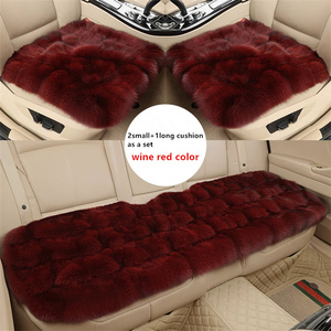 Cuscino per Sedile Auto in Pelliccia di <span class=keywords><strong>Volpe</strong></span>, Set di 2 Piccoli e 1 Grande, <span class=keywords><strong>Rosso</strong></span>, Morbido e Confortevole per Interni Auto, Produzione di Fabbrica - Product Image 2
