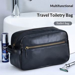 Sacs de voyage en cuir PU imperméables, organiseur de maquillage, trousse de toilette de luxe avec logo personnalisé, trousse de toilette pour homme - Product Image 3