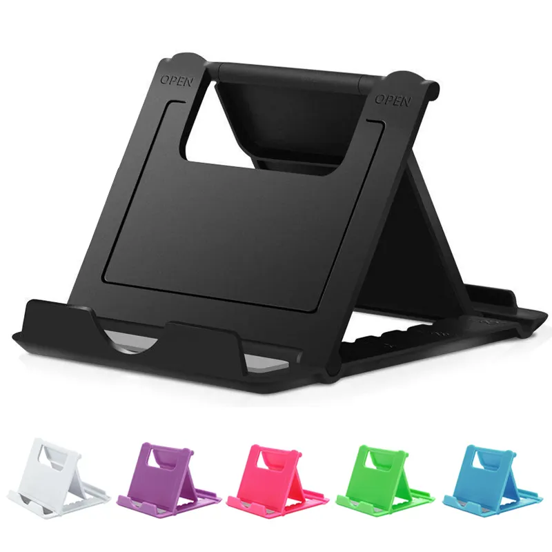 Portable Universal Plastic Cell Phone Stand Adjustable Foldable Desktop Mobile Phone Holder With Customized Logo