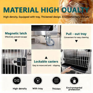 304 RVS Stapelbare Huisdierenkooi Grote Maat 3-Laags Combinatie Huisdierenkooi Dierenkliniek Kat en Hond Kooi Leverancier - Product Image 3